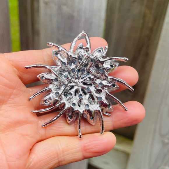 Large Purple Rhinestone Brooch Large Rhinestone Pin - Picture 5 of 5